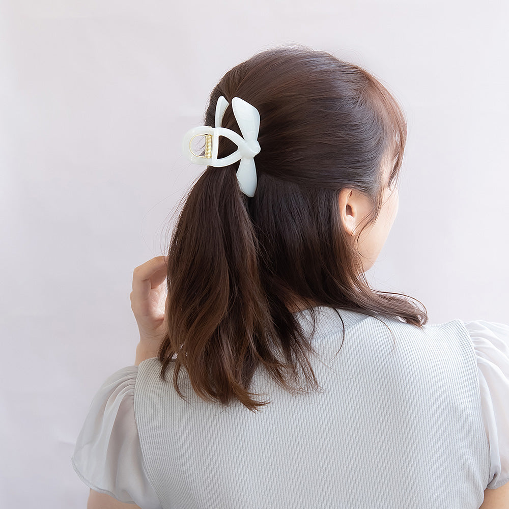 ヘアクリップ リボン ラメ カラー バンスクリップ