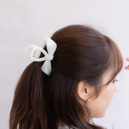 ヘアクリップ リボン ラメ カラー バンスクリップ
