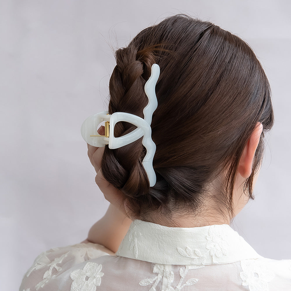 ヘアクリップ ウエーブ カラー バンスクリップ
