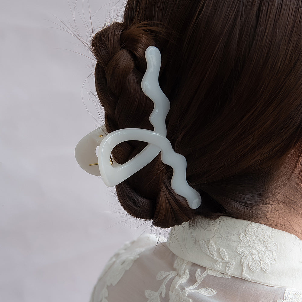 ヘアクリップ ウエーブ カラー バンスクリップ