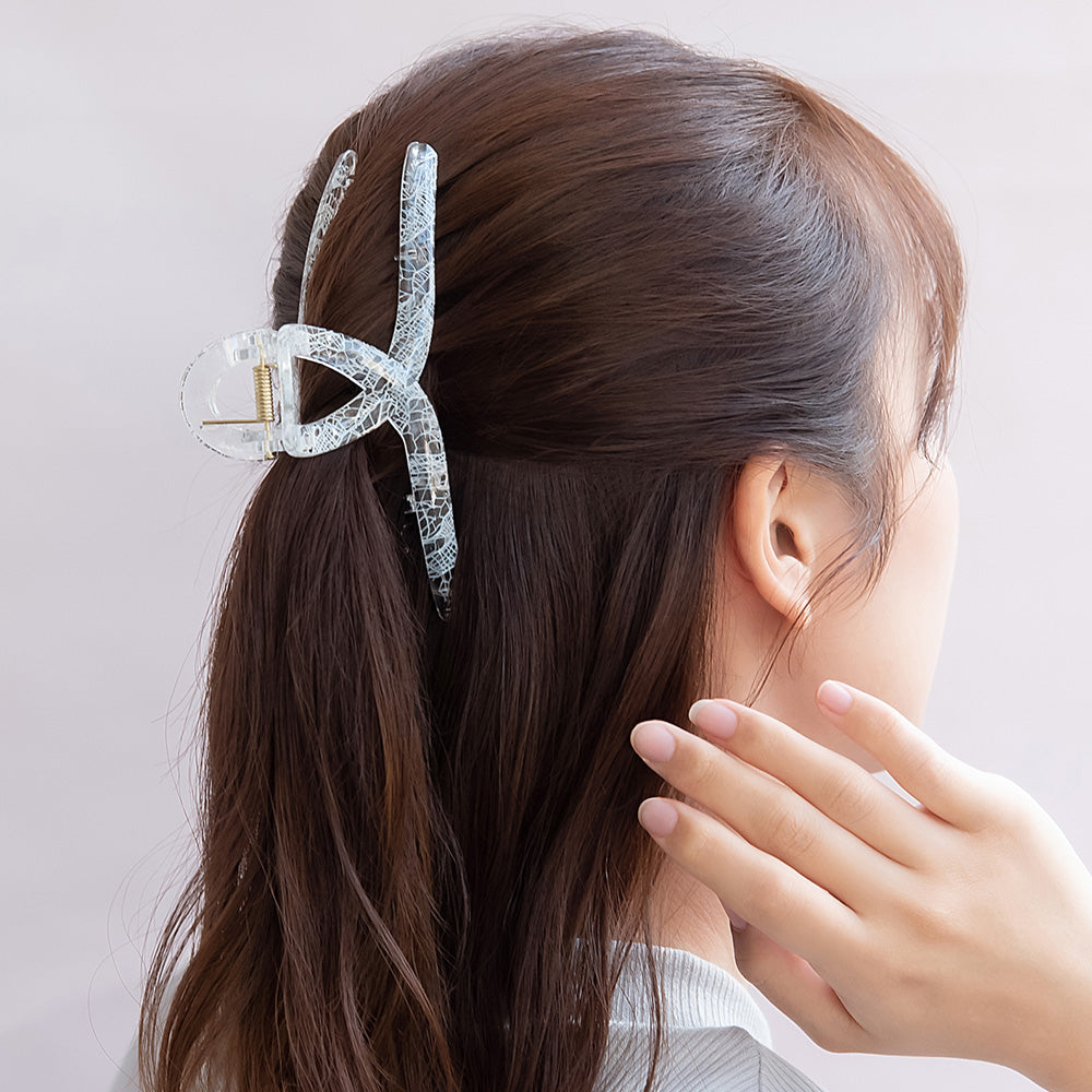 ヘアクリップ クリア カラー レース バンスクリップ