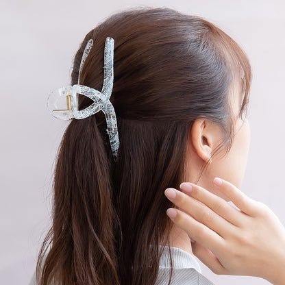 ヘアクリップ クリア カラー レース バンスクリップ