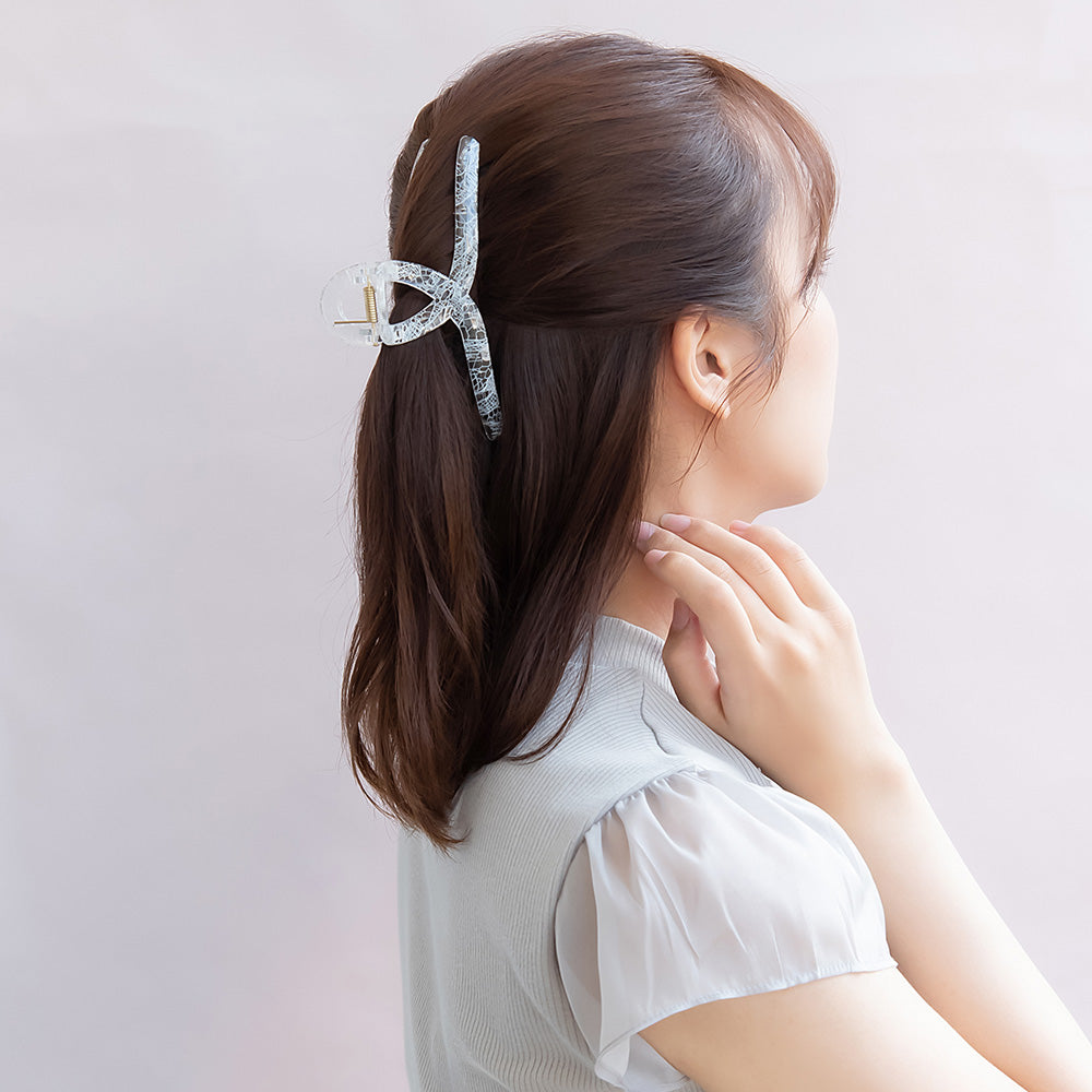 ヘアクリップ クリア カラー レース バンスクリップ