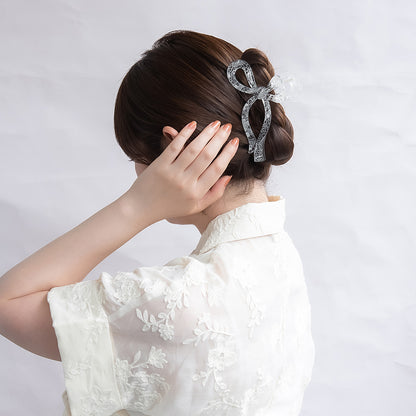ヘアクリップ クリア カラー レース リボン バンスクリップ
