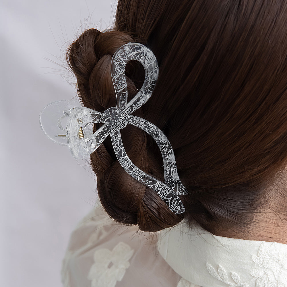 ヘアクリップ クリア カラー レース リボン バンスクリップ – OSEWAYA
