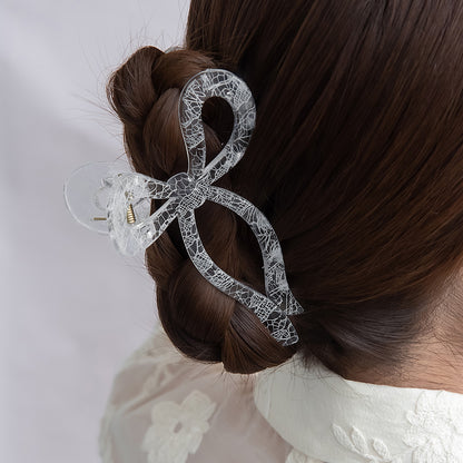 ヘアクリップ クリア カラー レース リボン バンスクリップ