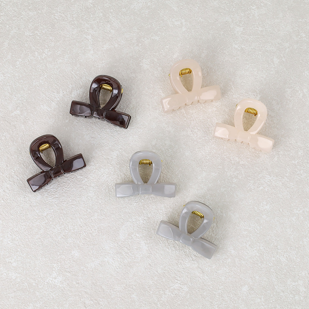 ヘアクリップ mini clip リボン カラー 2個セット ミニ バンスクリップ