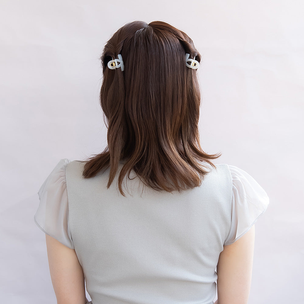 ヘアクリップ mini clip リボン カラー 2個セット ミニ バンスクリップ