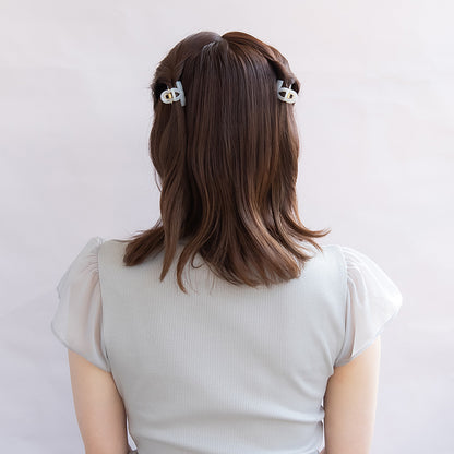 ヘアクリップ mini clip リボン カラー 2個セット ミニ バンスクリップ