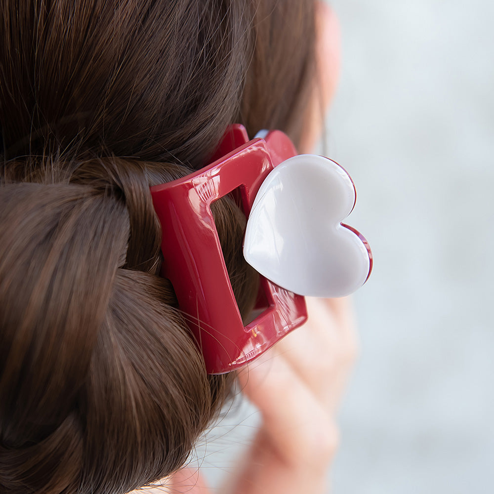 ヘアクリップ ハート バイカラー レクタングル バンスクリップ