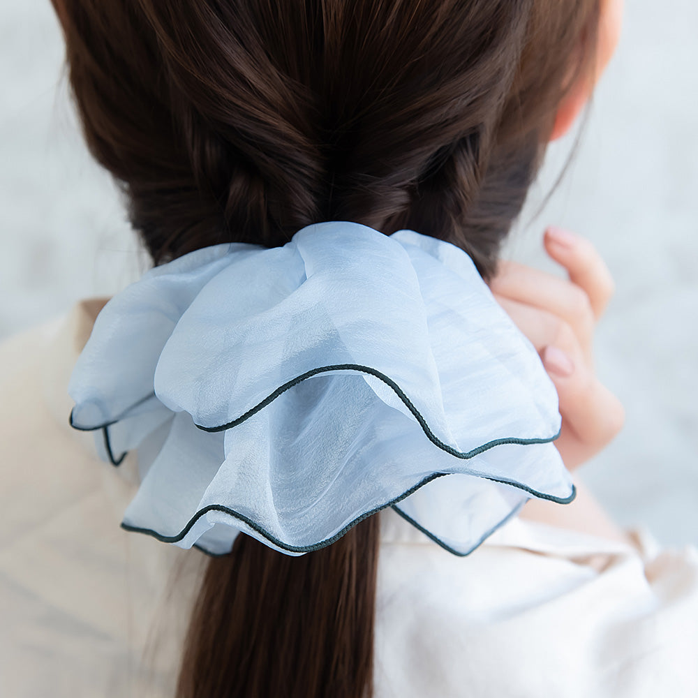 ヘアクリップ シアー シマー バイカラー フリル バンスクリップ