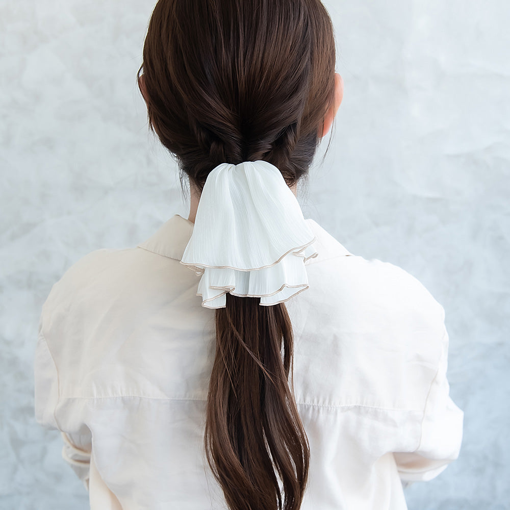 ヘアクリップ シアー パイピング フリル バンスクリップ