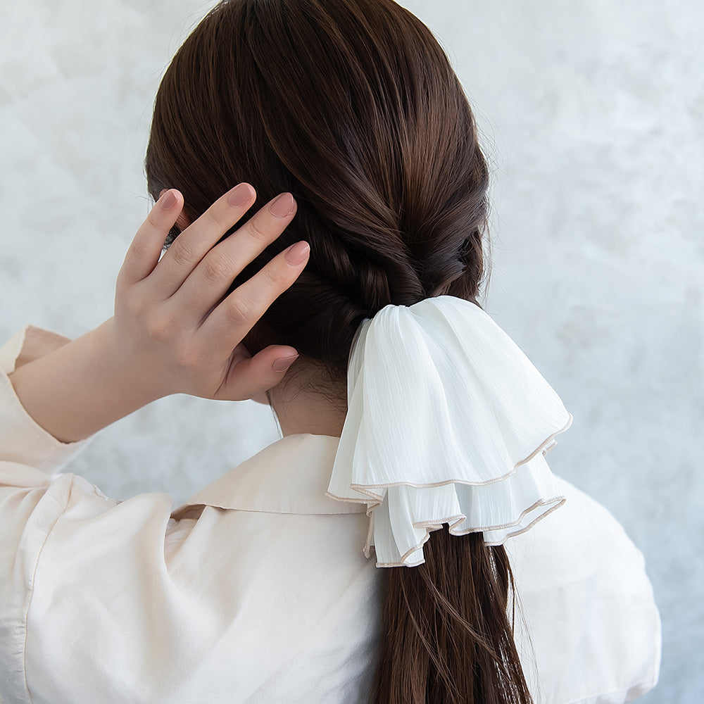 ヘアクリップ シアー パイピング フリル バンスクリップ