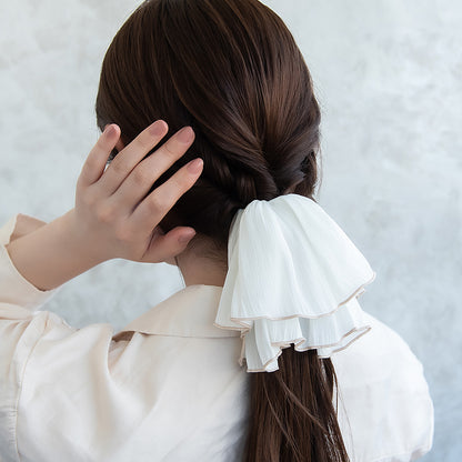 ヘアクリップ シアー パイピング フリル バンスクリップ