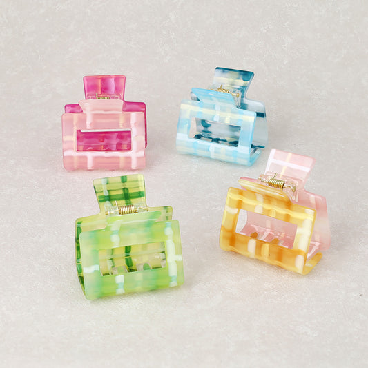 ヘアクリップ マーブル カラー レクタングル バンスクリップ