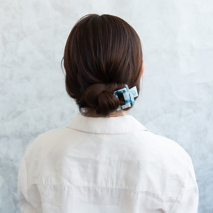 ヘアクリップ マーブル カラー レクタングル バンスクリップ