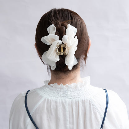 ヘアクリップ フリル シアー シマー カラー バンスクリップ