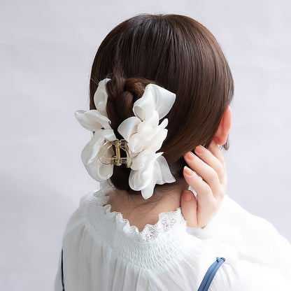 ヘアクリップ フリル シアー シマー カラー バンスクリップ