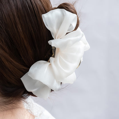 ヘアクリップ フリル シアー シマー カラー バンスクリップ