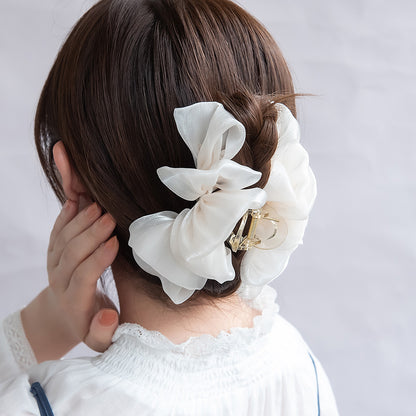 ヘアクリップ フリル シアー シマー カラー バンスクリップ