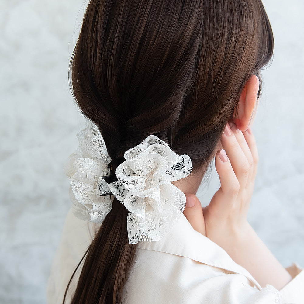 ヘアクリップ レース フリル カラー バンスクリップ