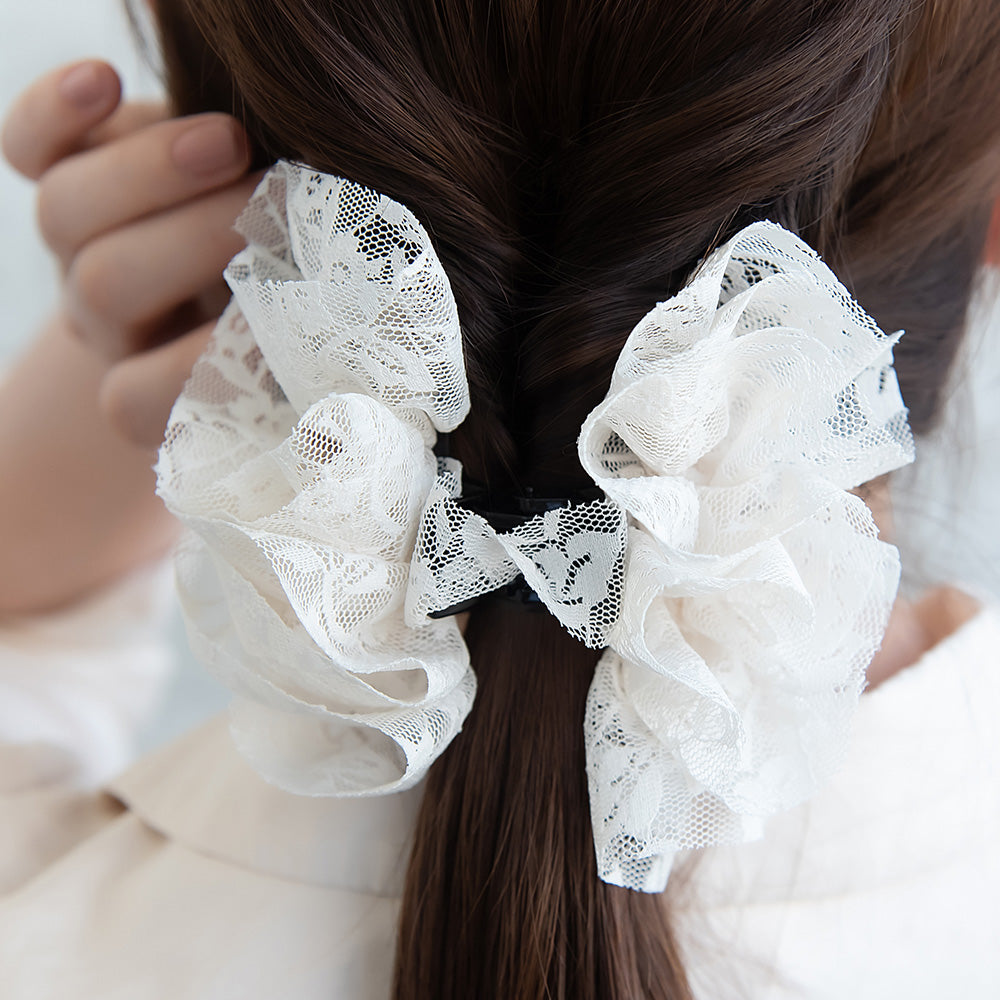 ヘアクリップ レース フリル カラー バンスクリップ