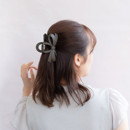 ヘアクリップ リボン マット カラー バンスクリップ