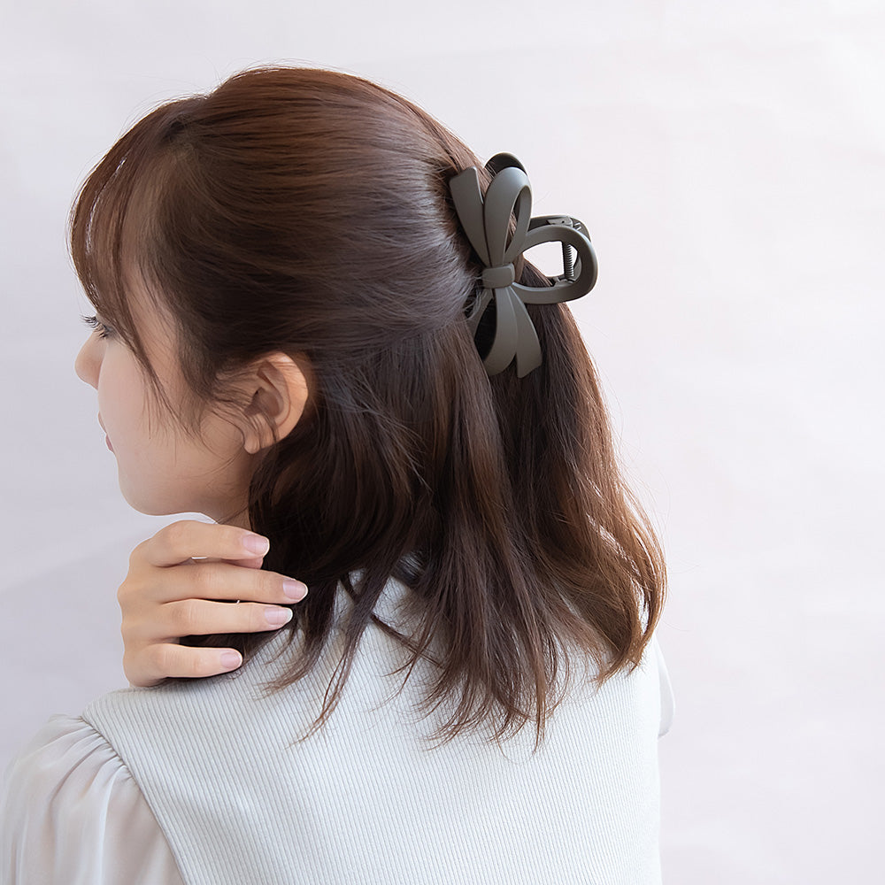 ヘアクリップ リボン マット カラー バンスクリップ