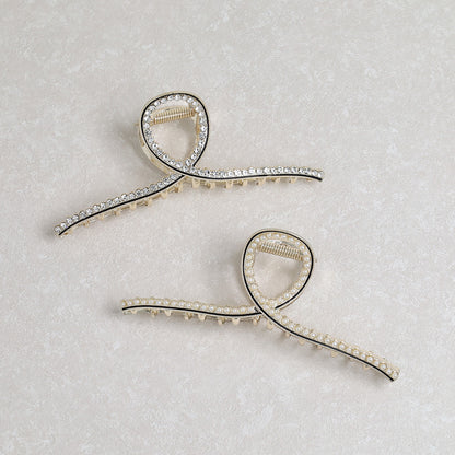 ヘアクリップ メタル ストーン パール バンスクリップ