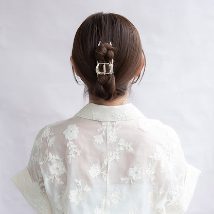 ヘアクリップ メタル ストーン パール バンスクリップ