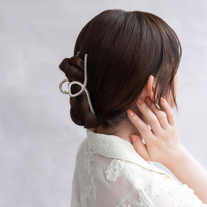 ヘアクリップ メタル ストーン パール バンスクリップ