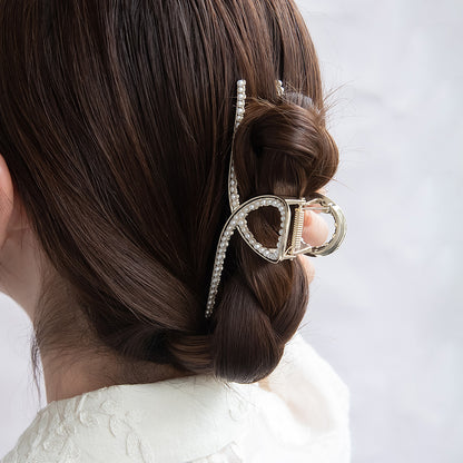 ヘアクリップ メタル ストーン パール バンスクリップ