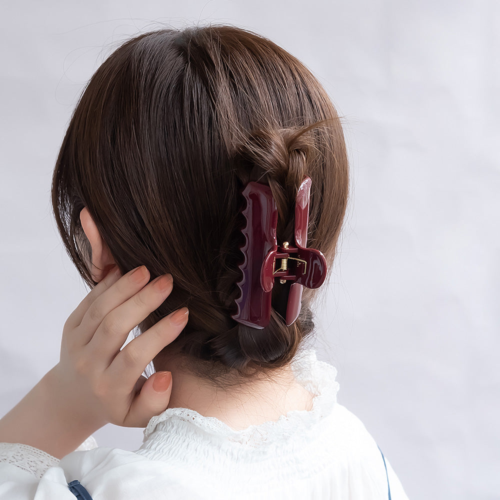 ヘアクリップ ロング レクタングル ダークカラー バンスクリップ