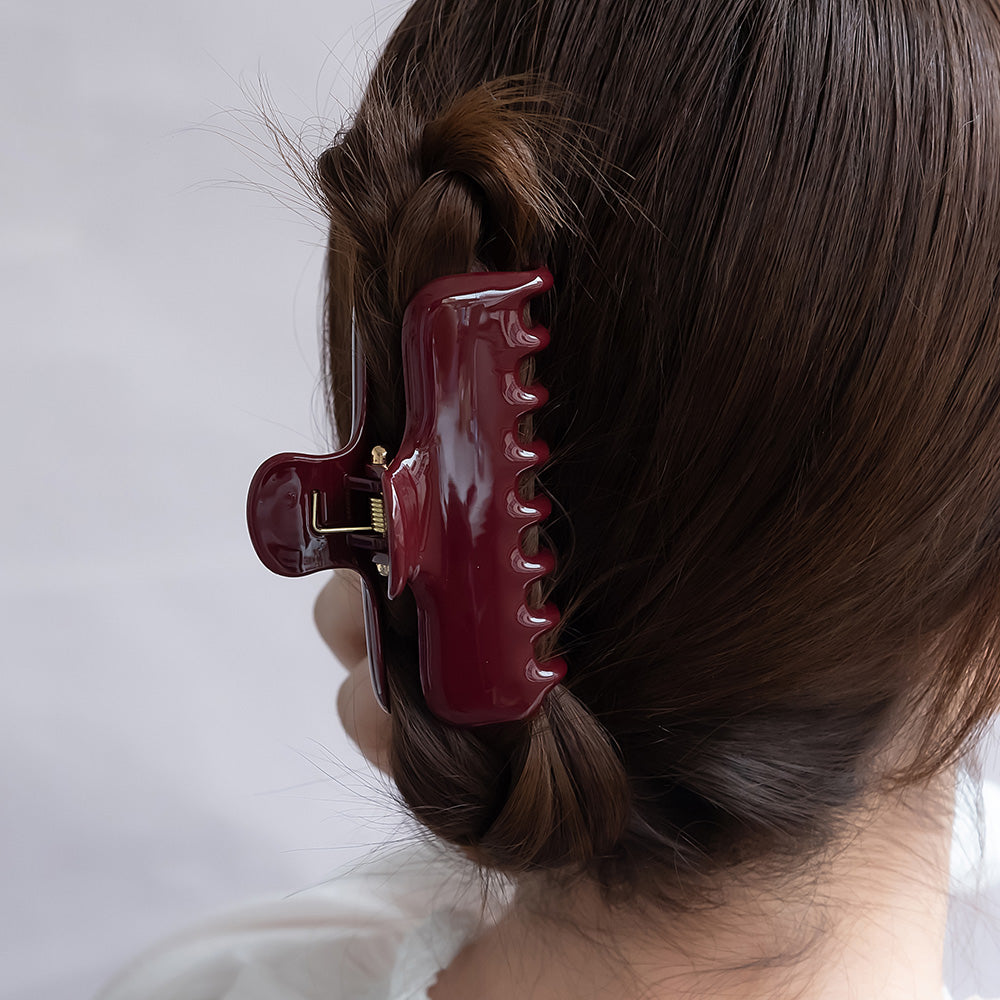 ヘアクリップ ロング レクタングル ダークカラー バンスクリップ