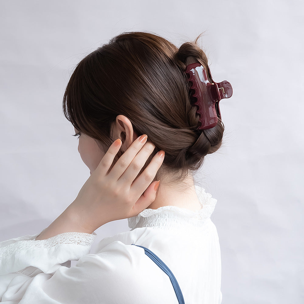 ヘアクリップ ロング レクタングル ダークカラー バンスクリップ