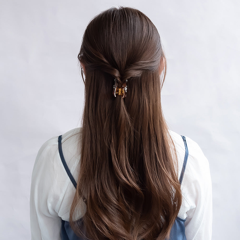 ヘアクリップ ベーシック カラー マーブル ストーン スノーフレーク バンスクリップ