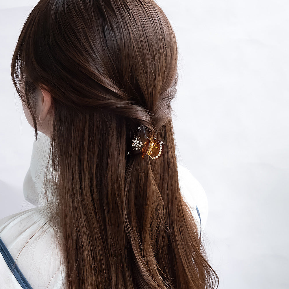 ヘアクリップ ベーシック カラー マーブル ストーン スノーフレーク バンスクリップ