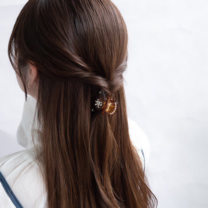 ヘアクリップ ベーシック カラー マーブル ストーン スノーフレーク バンスクリップ