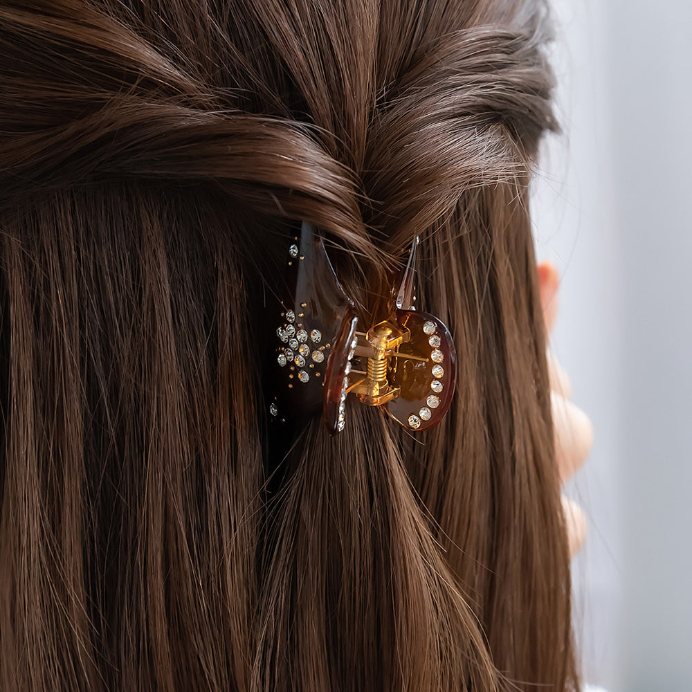 ヘアクリップ ベーシック カラー マーブル ストーン スノーフレーク バンスクリップ