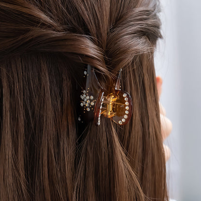 ヘアクリップ ベーシック カラー マーブル ストーン スノーフレーク バンスクリップ