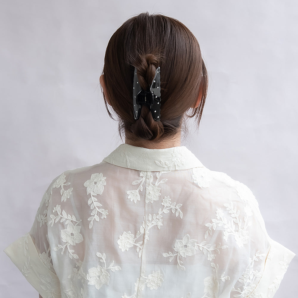 ヘアクリップ ベーシック カラー マーブル ランダム ストーン バンスクリップ