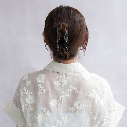 ヘアクリップ ベーシック カラー マーブル ランダム ストーン バンスクリップ