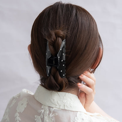 ヘアクリップ ベーシック カラー マーブル ランダム ストーン バンスクリップ