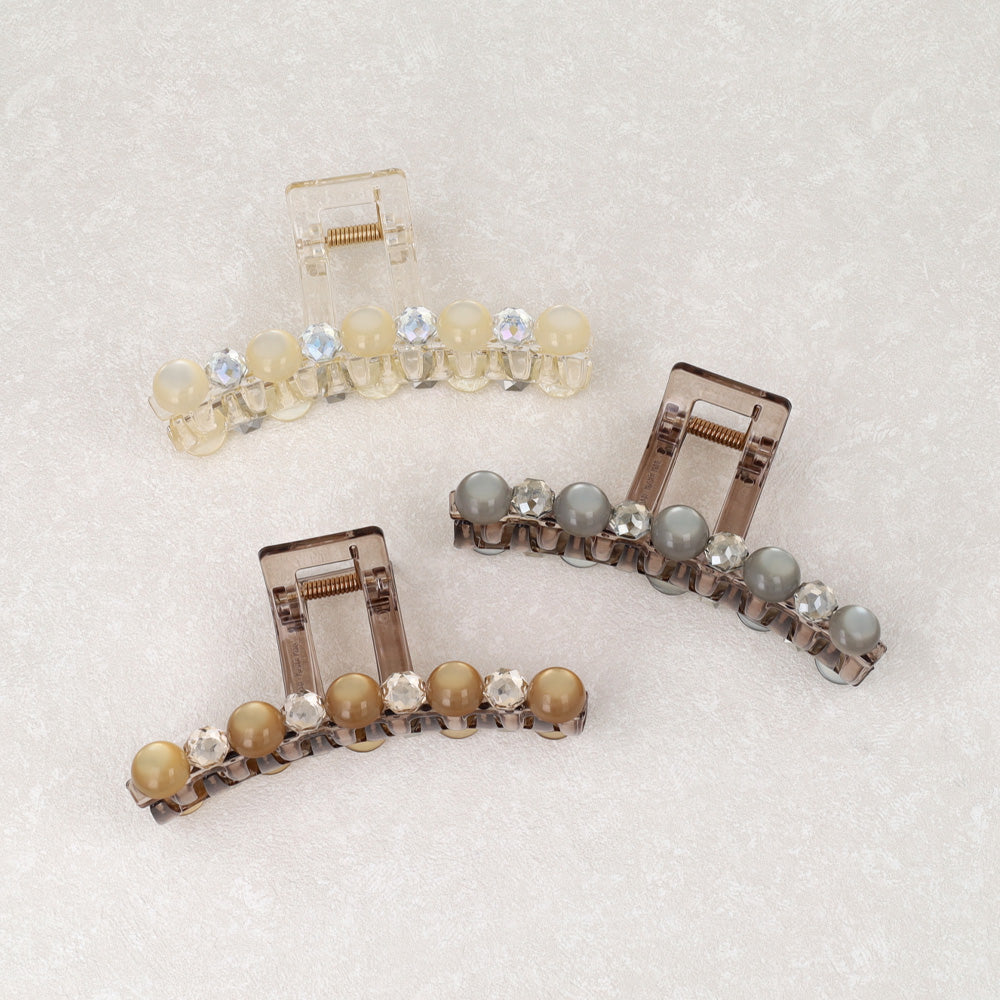 ヘアクリップ ビジュー カラー ストーン バンスクリップ