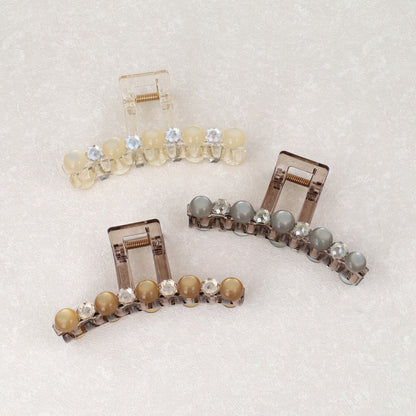 ヘアクリップ ビジュー カラー ストーン バンスクリップ