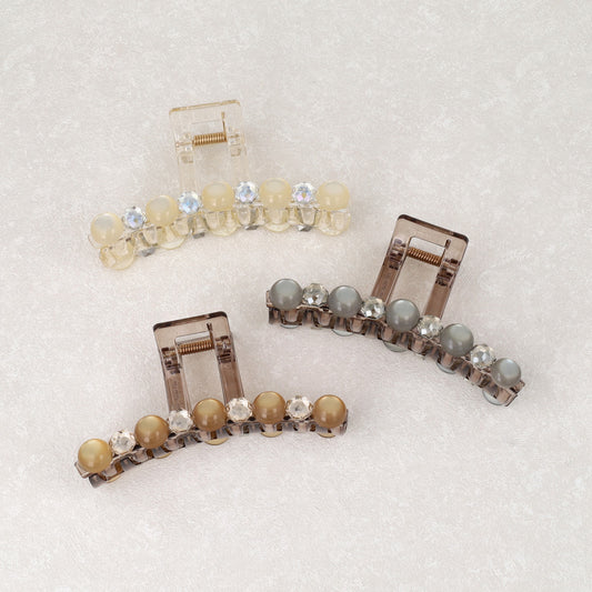 ヘアクリップ ビジュー カラー ストーン バンスクリップ