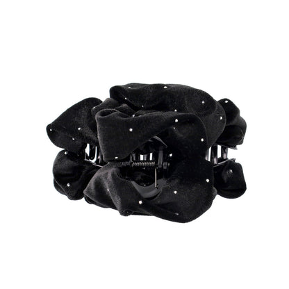 ヘアクリップ ベロア くしゅくしゅ メニー ストーン バンスクリップ