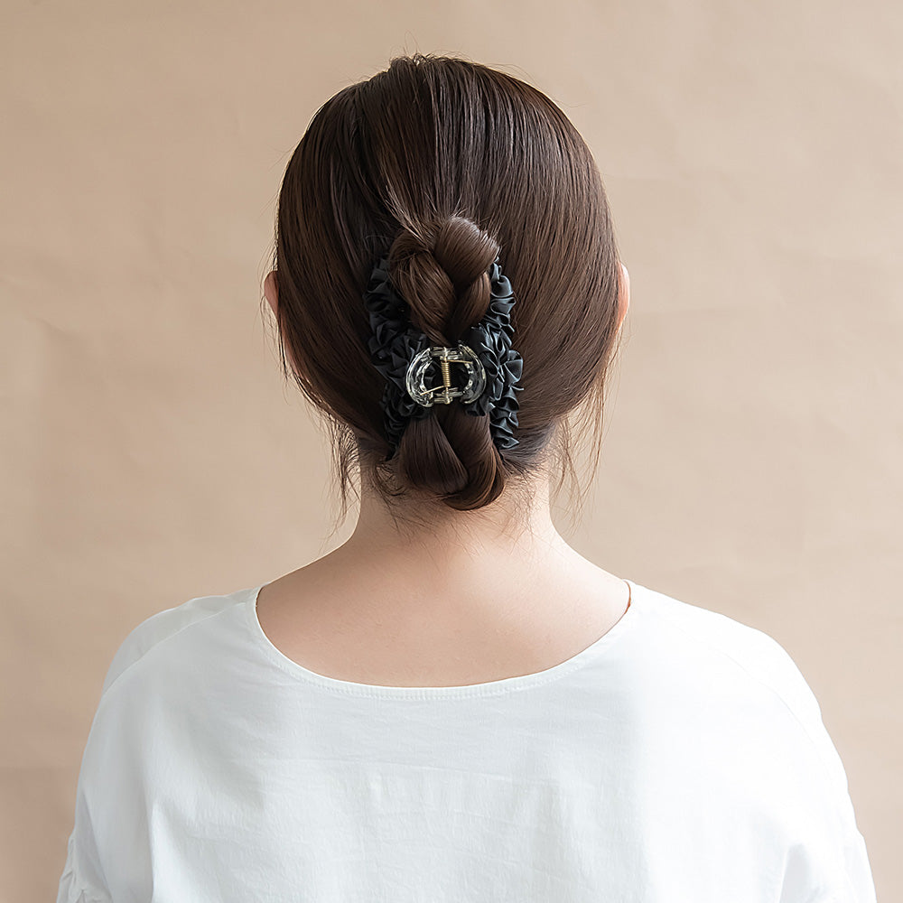 ヘアクリップ くしゅくしゅ ギャザー カラー ロール バンスクリップ
