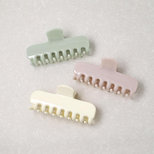 ヘアクリップ レクタングル ミルキーカラー バンスクリップ