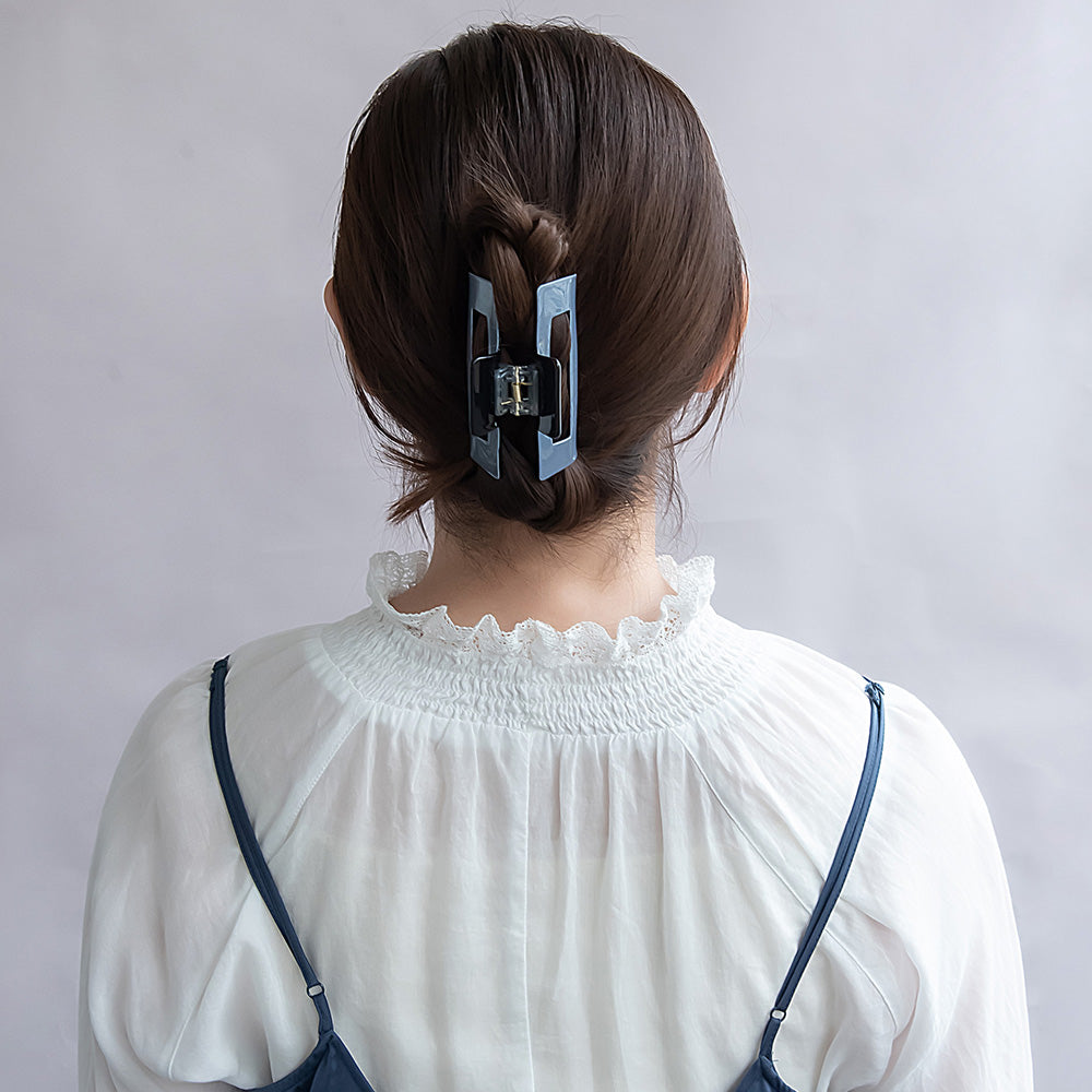 ヘアクリップ レクタングル フレーム カラー バンスクリップ